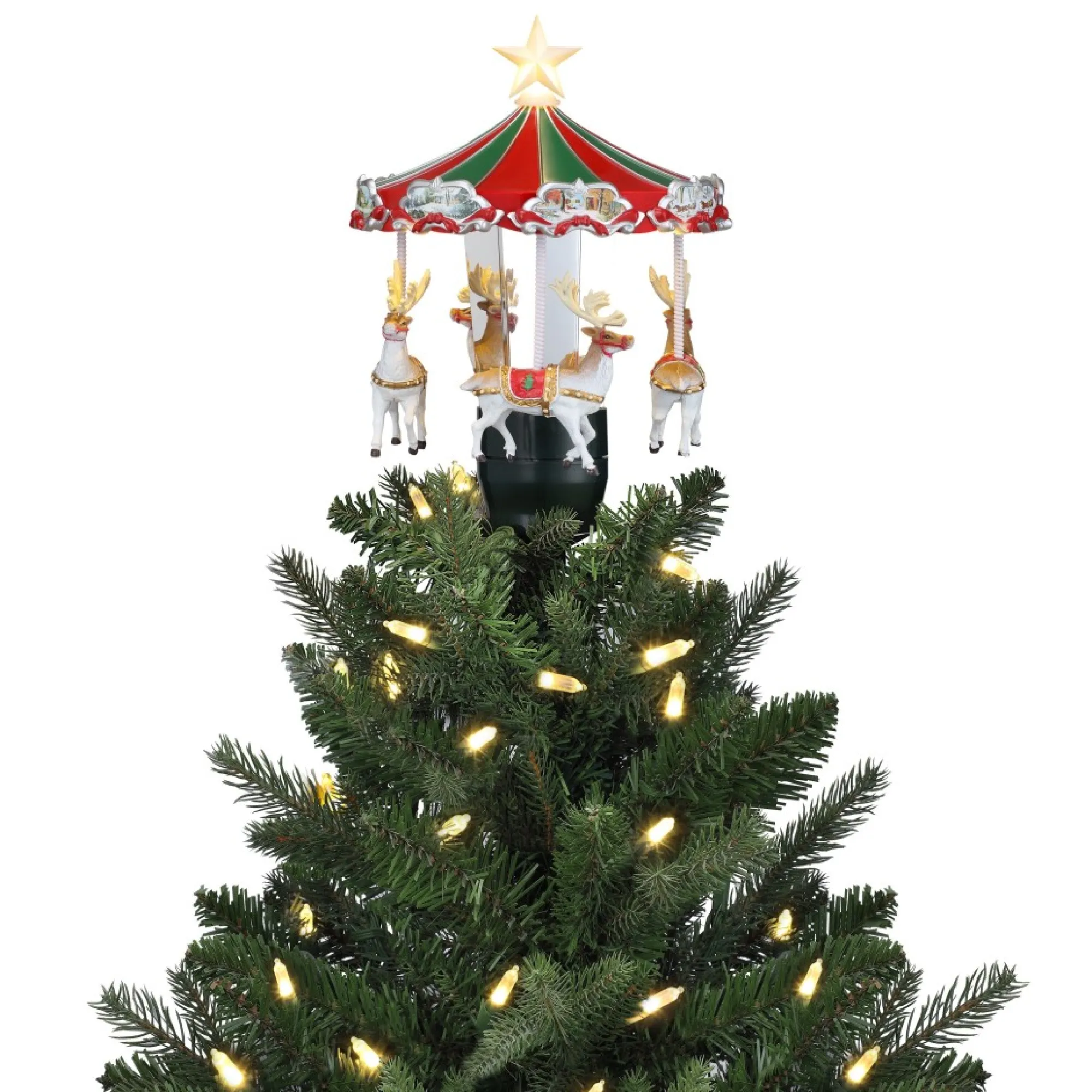 Mr. Christmas Carousels>11" Animated Carousel Tree Topper