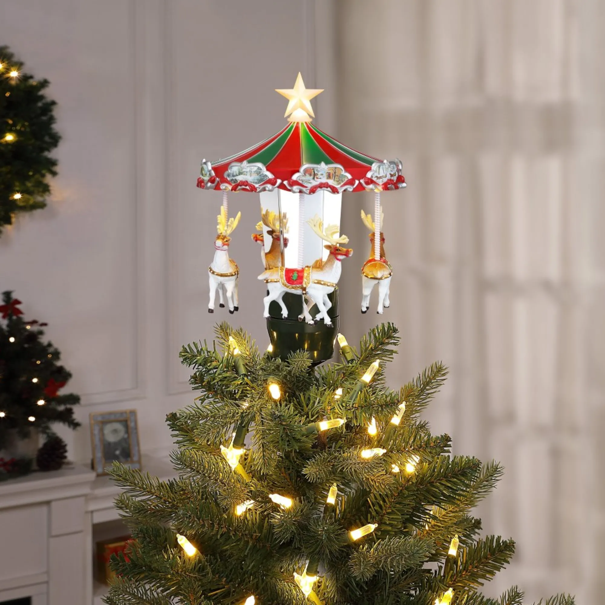 Mr. Christmas Carousels>11" Animated Carousel Tree Topper