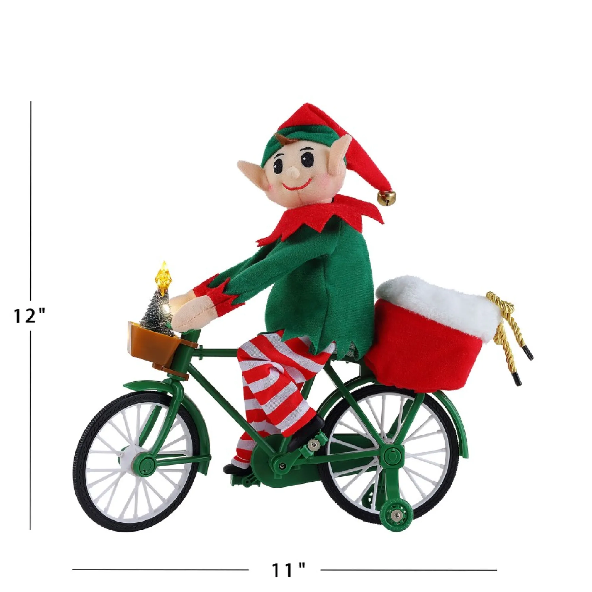 Mr. Christmas Musical Decor>11" Animated Cycling Elf