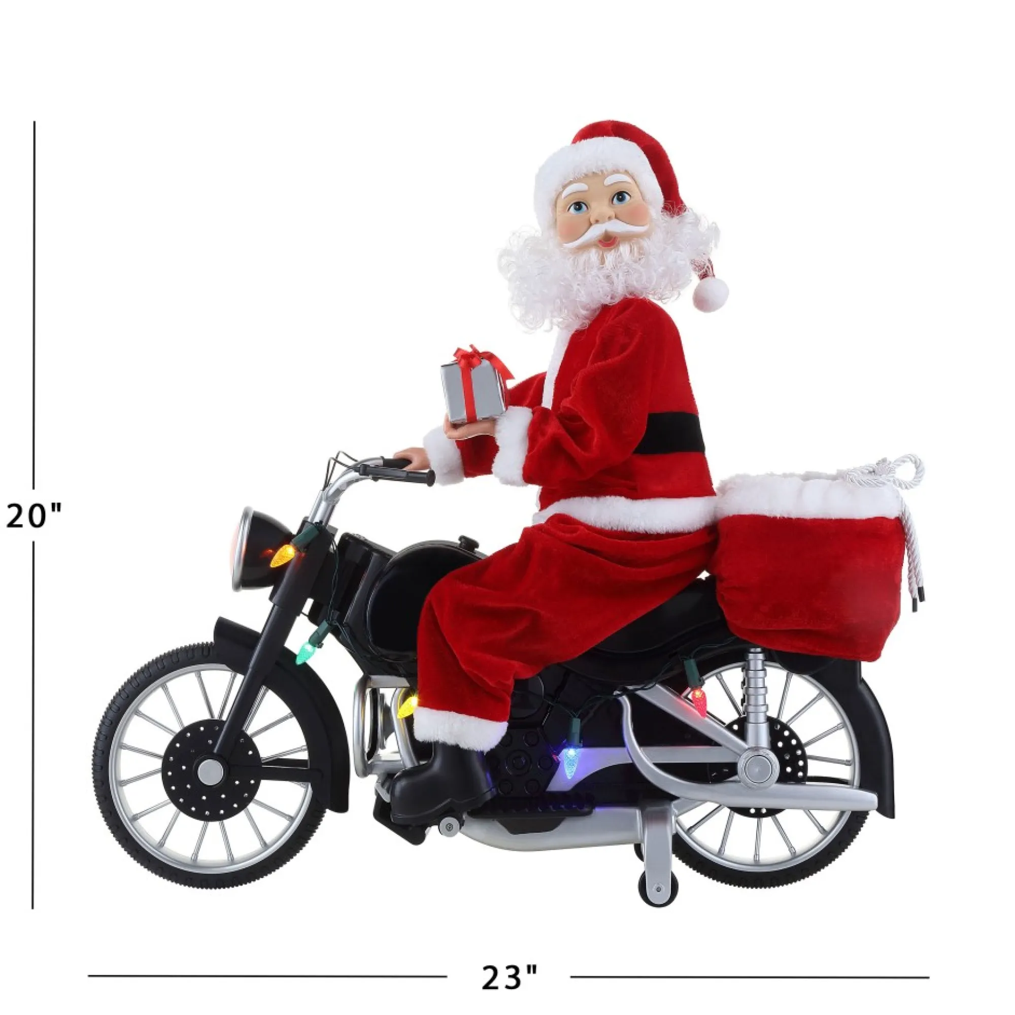 Mr. Christmas Musical Decor>20" Animated Motorcycling Santa - White