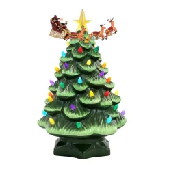 Mr. Christmas Character Trees>14" Animated Nostalgic Ceramic Tree - Santa's Sleigh