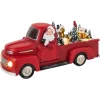 Mr. Christmas Musical Decor>11" Animated Nostalgic Red Truck - White Santa