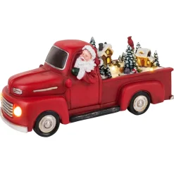 Mr. Christmas Musical Decor>11" Animated Nostalgic Red Truck - White Santa