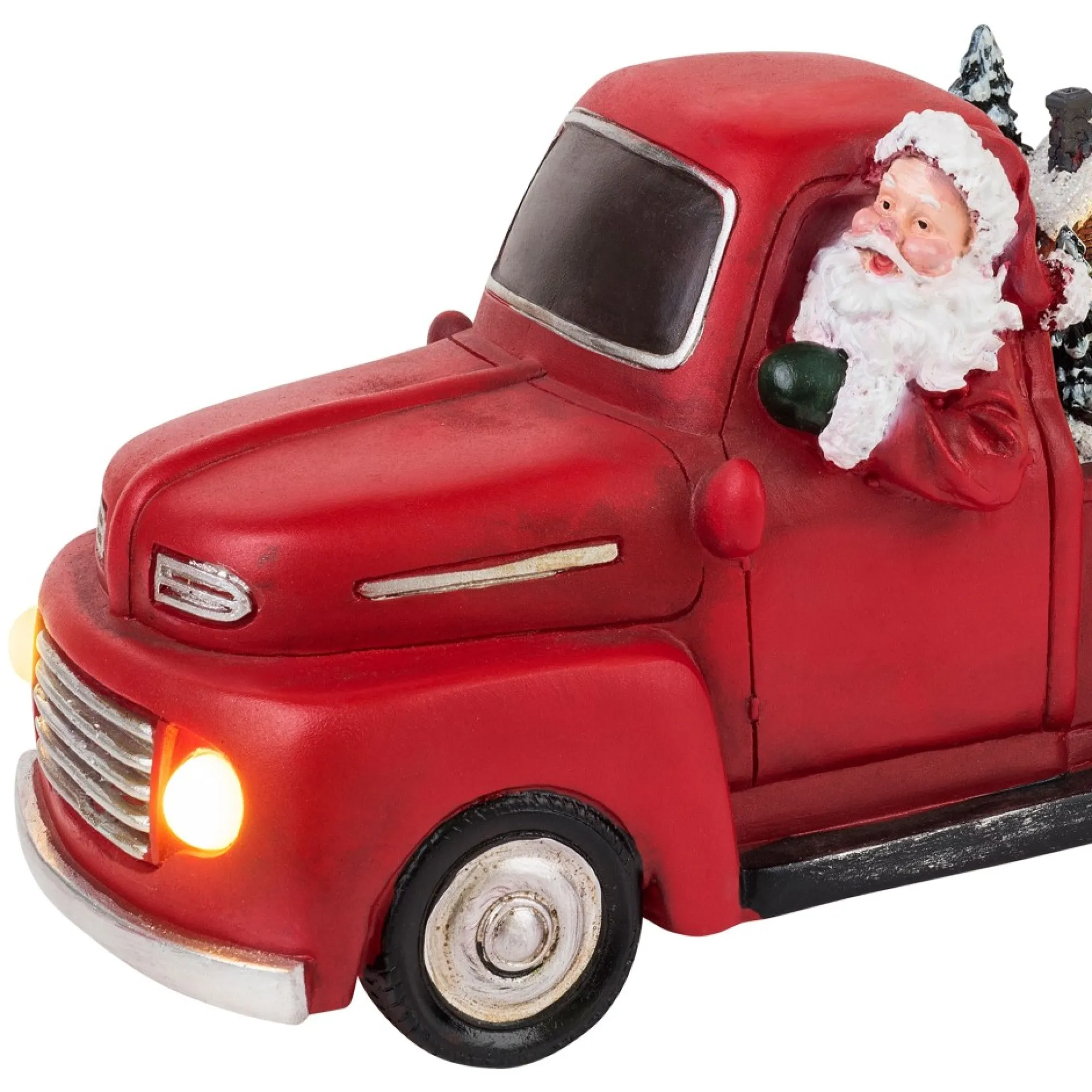 Mr. Christmas Musical Decor>11" Animated Nostalgic Red Truck - White Santa