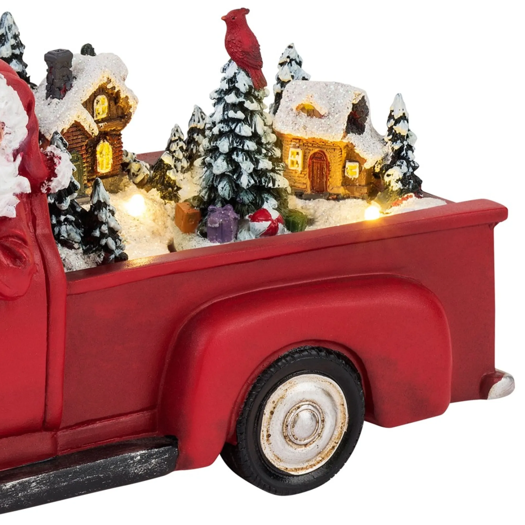 Mr. Christmas Musical Decor>11" Animated Nostalgic Red Truck - White Santa