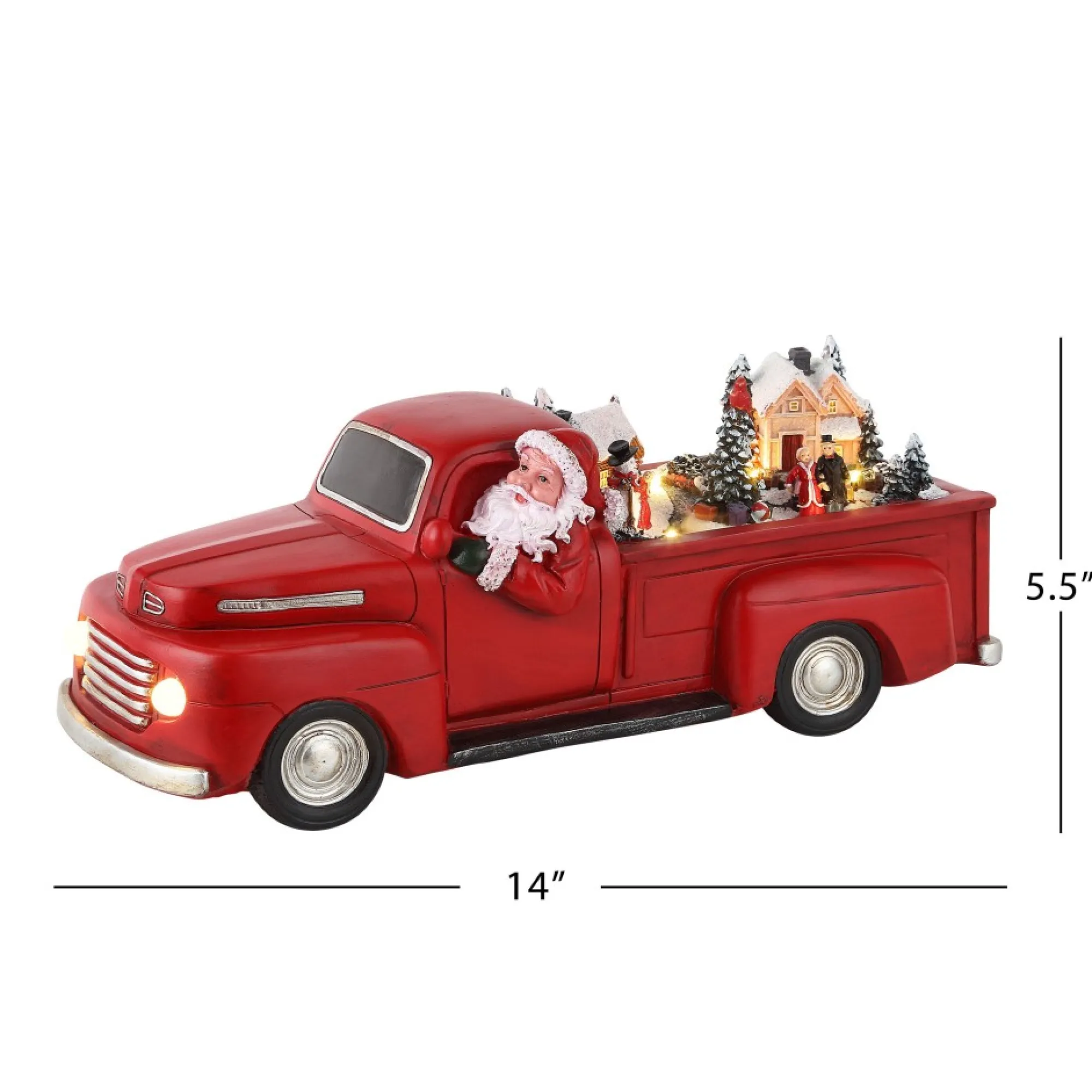 Mr. Christmas Musical Decor>14" Animated Nostalgic Red Truck - White Santa