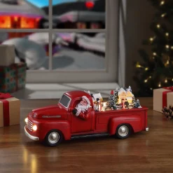 Mr. Christmas Trains & Trucks>14" Animated Nostalgic Red Truck - White Santa