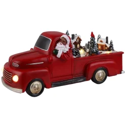 Mr. Christmas Trains & Trucks>11" Animated Nostalgic Red Truck - Black Santa