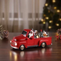 Mr. Christmas Trains & Trucks>11" Animated Nostalgic Red Truck - Black Santa