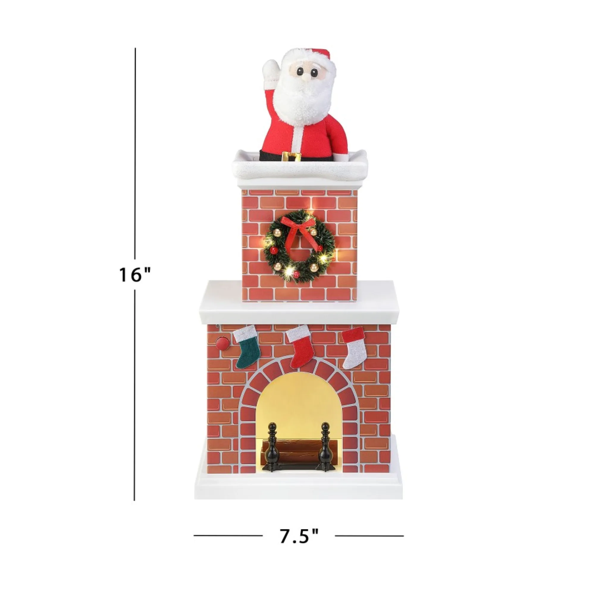 Mr. Christmas Musical Decor>16" Animated Santa In Chimney - White