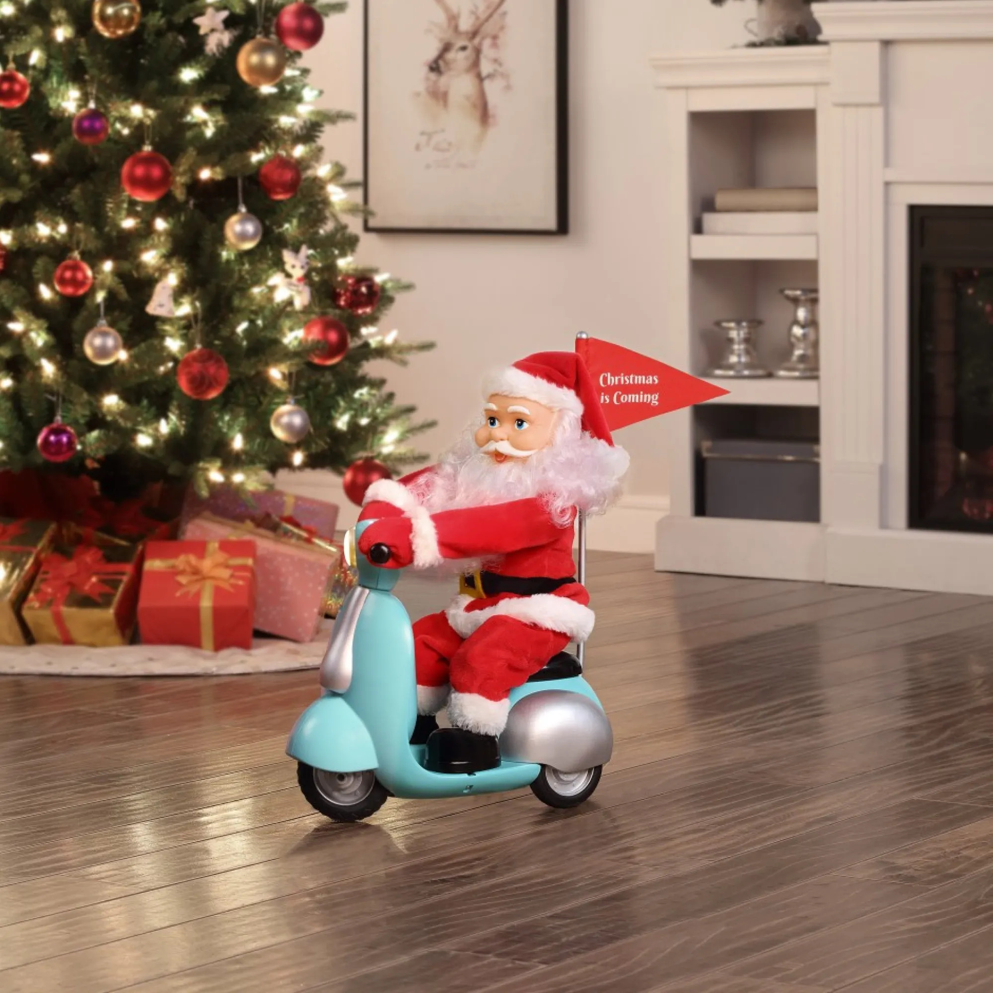 Mr. Christmas Musical Decor>14.5" Animated Scootin' Santa