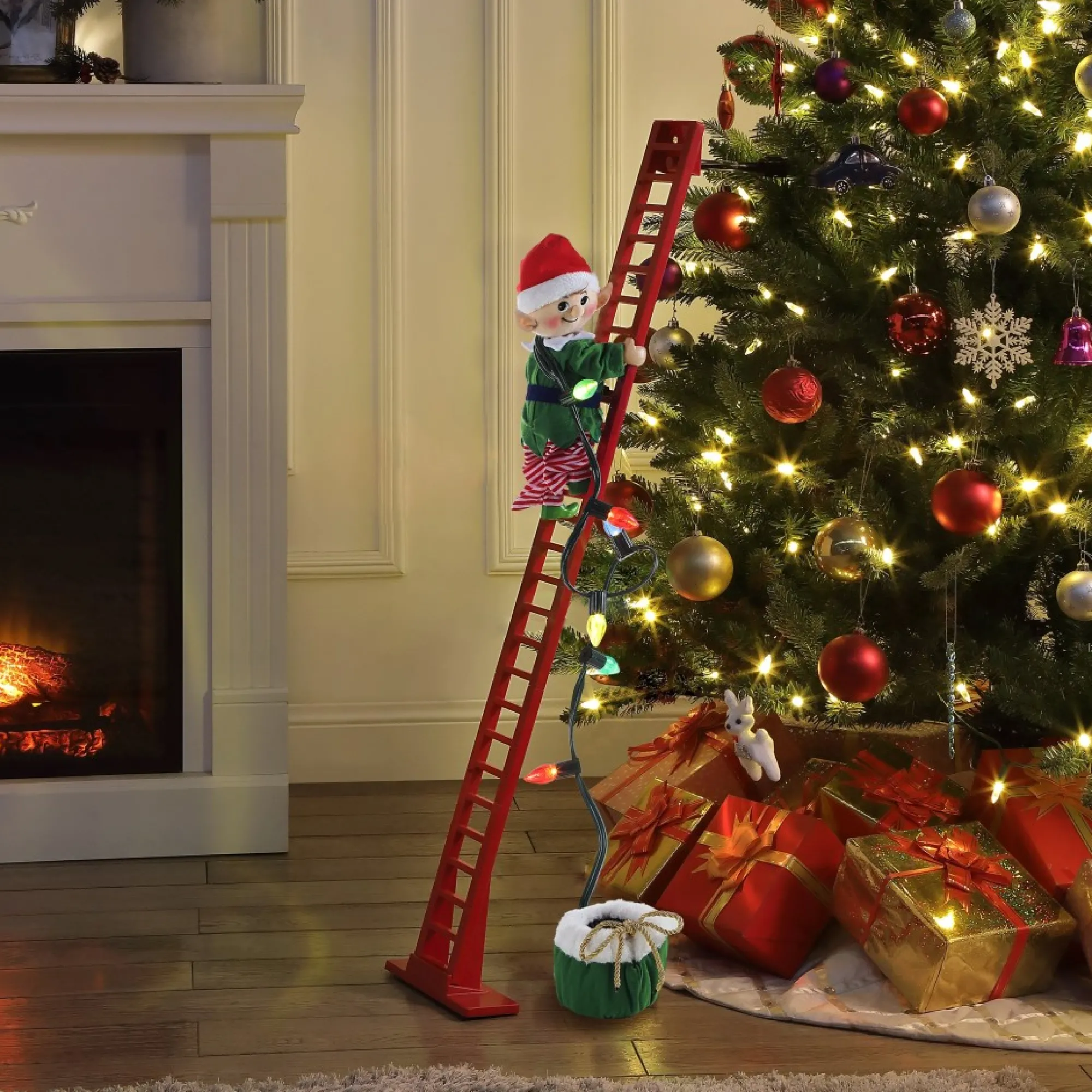 Mr. Christmas Super Climbers>43" Animated Super Climbing White Elf