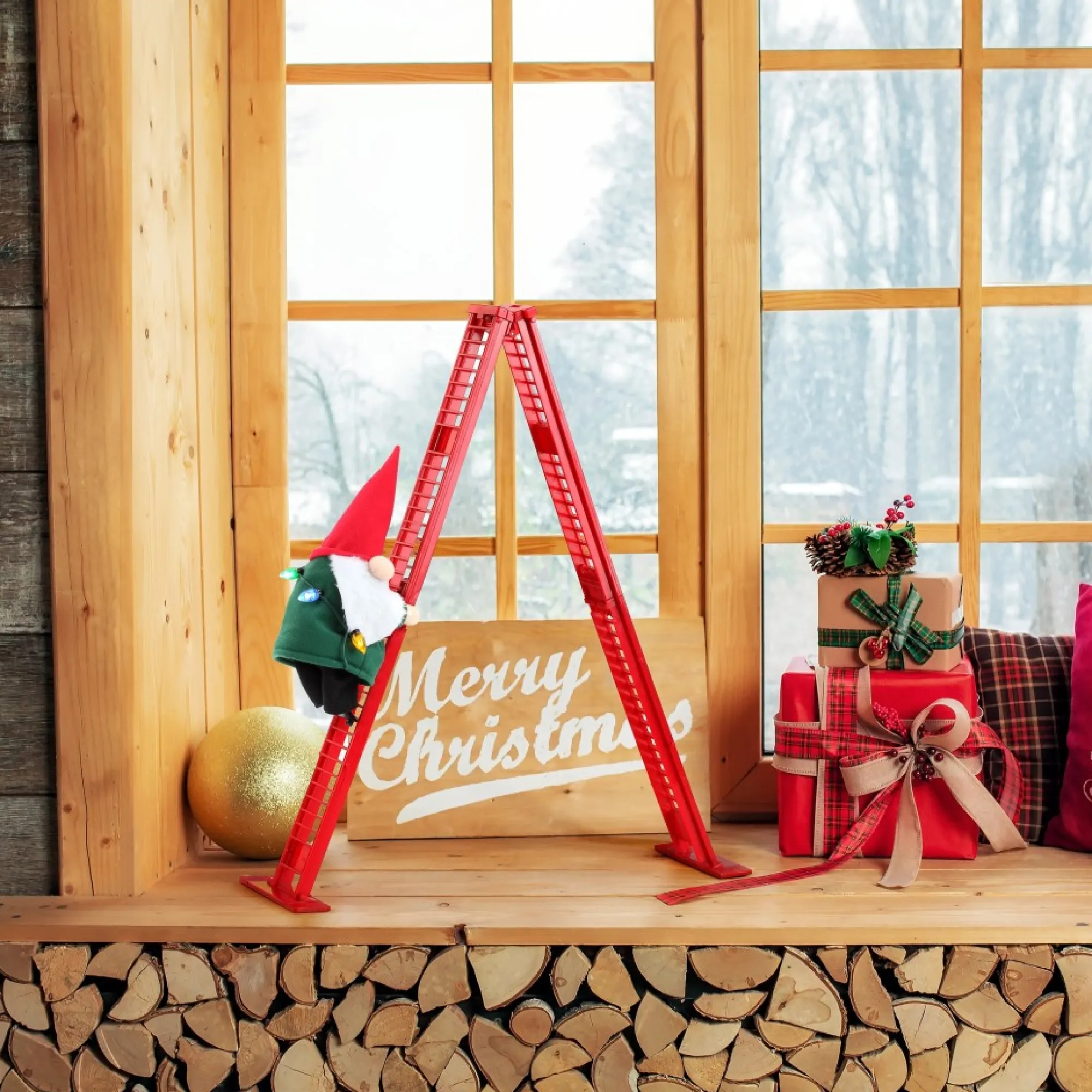 Mr. Christmas Musical Decor>17" Animated Tabletop Climbing Gnome