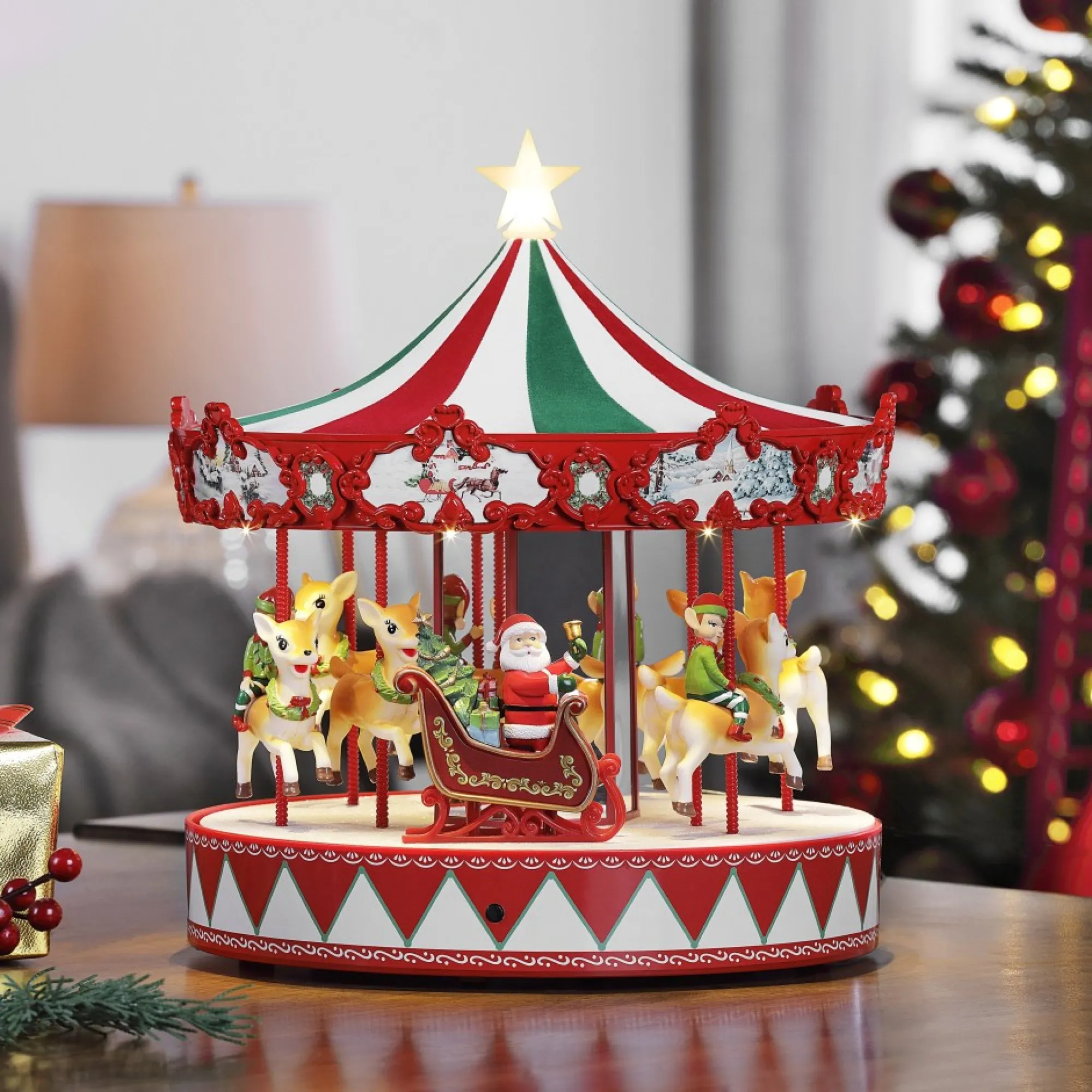 Mr. Christmas Carousels>14" Animated Vintage Carousel