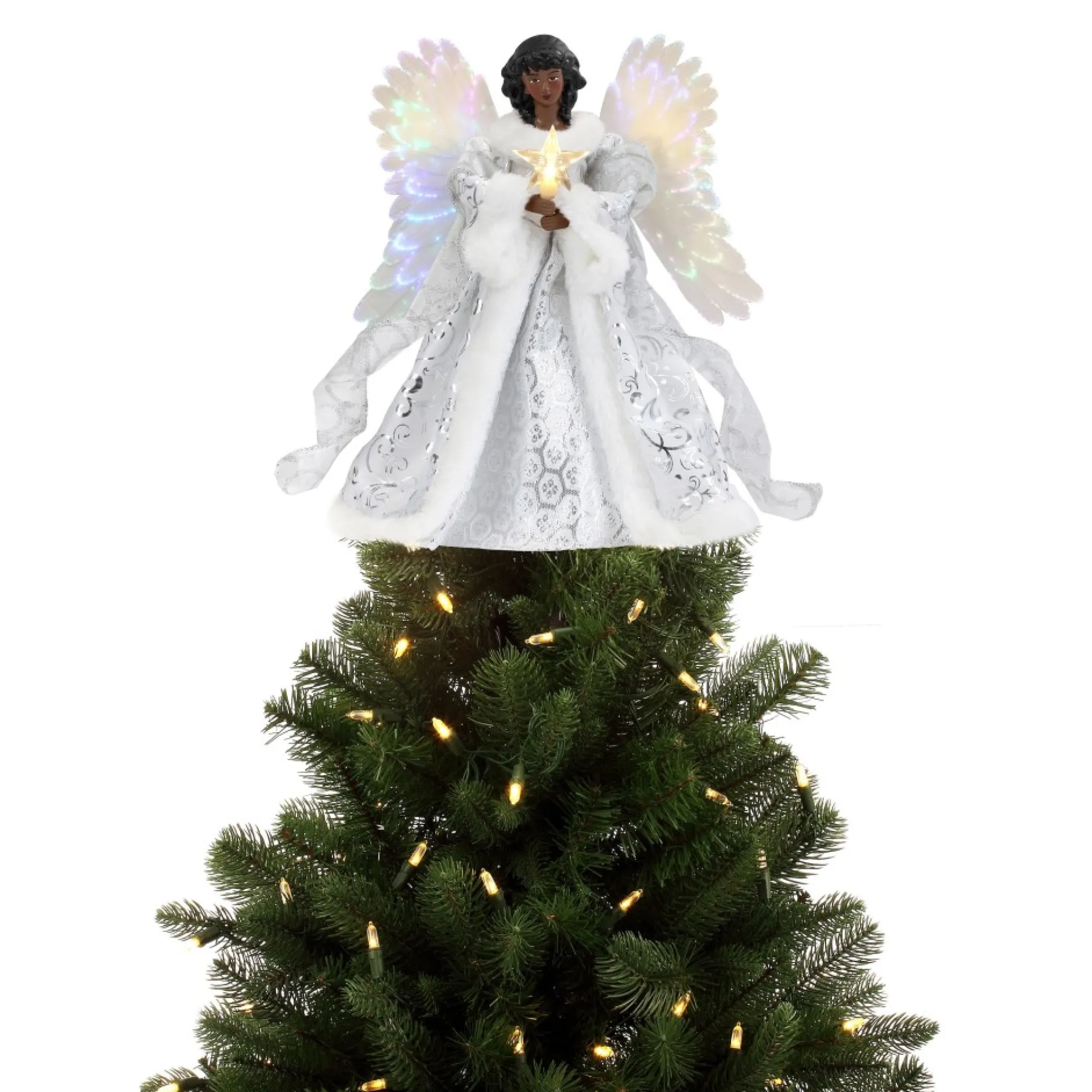 Mr. Christmas Tree Toppers>12" Fiber Optic Animated Tree Topper - Black Angel