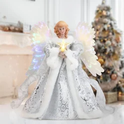 Mr. Christmas Tree Toppers>12" Fiber Optic Animated Tree Topper - White Angel