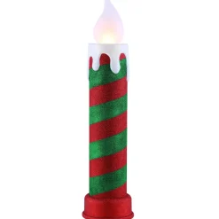 Mr. Christmas Blow Molds>24" Glittery Blow Mold Candle - Red & Green