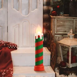 Mr. Christmas Blow Molds>24" Glittery Blow Mold Candle - Red & Green