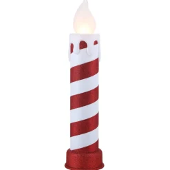 Mr. Christmas Blow Molds>24" Glittery Blow Mold Candle - Red & White