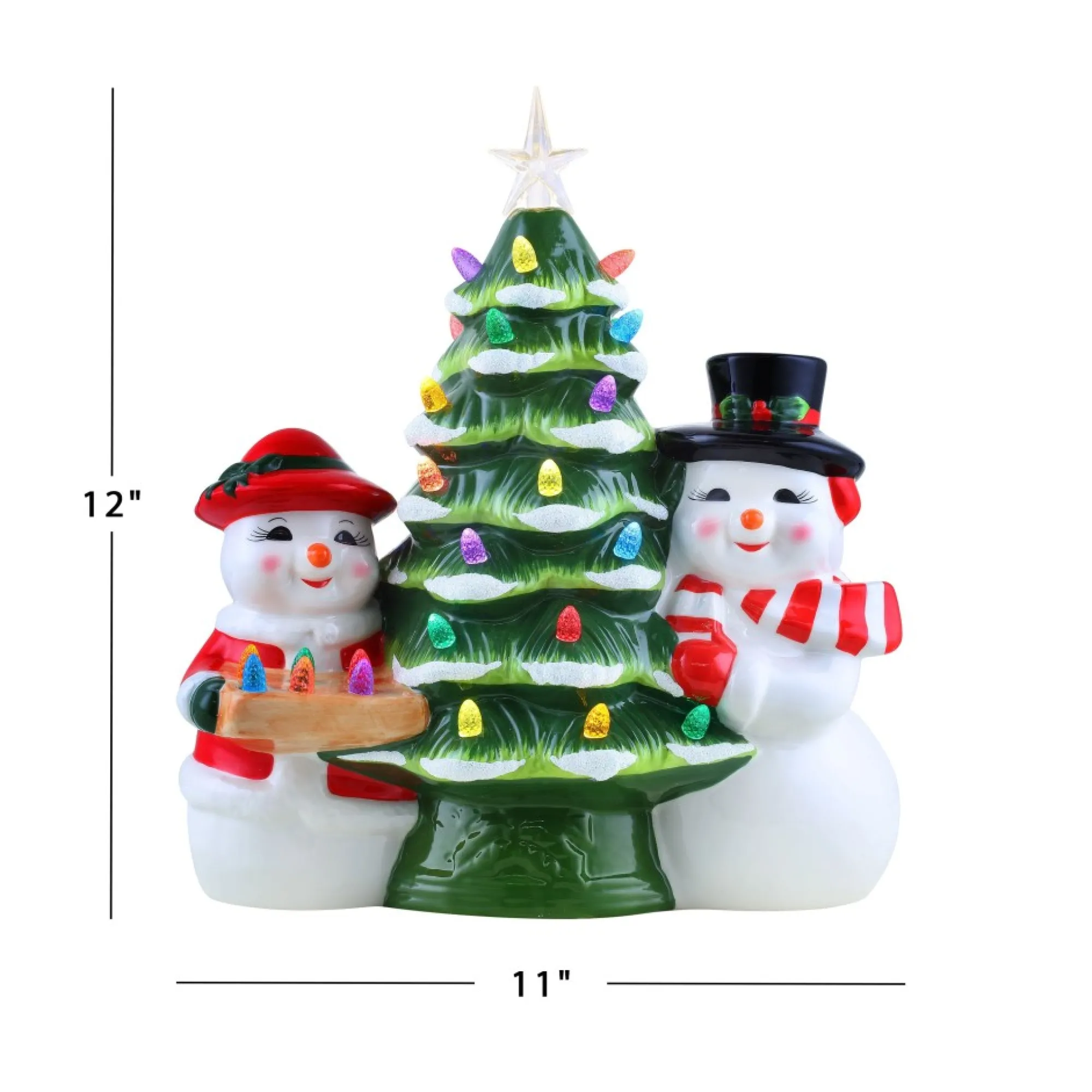 Mr. Christmas Green Ceramic Trees>12" Mr & Mrs Snowman Nostalgic Ceramic Tree