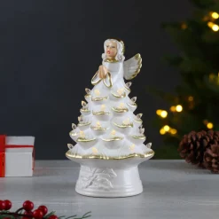 Mr. Christmas Character Trees>8.5" Nostalgic Ceramic Angel Tree