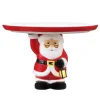 Mr. Christmas Plates & Platters>10" Nostalgic Ceramic Cake Plate - White Santa