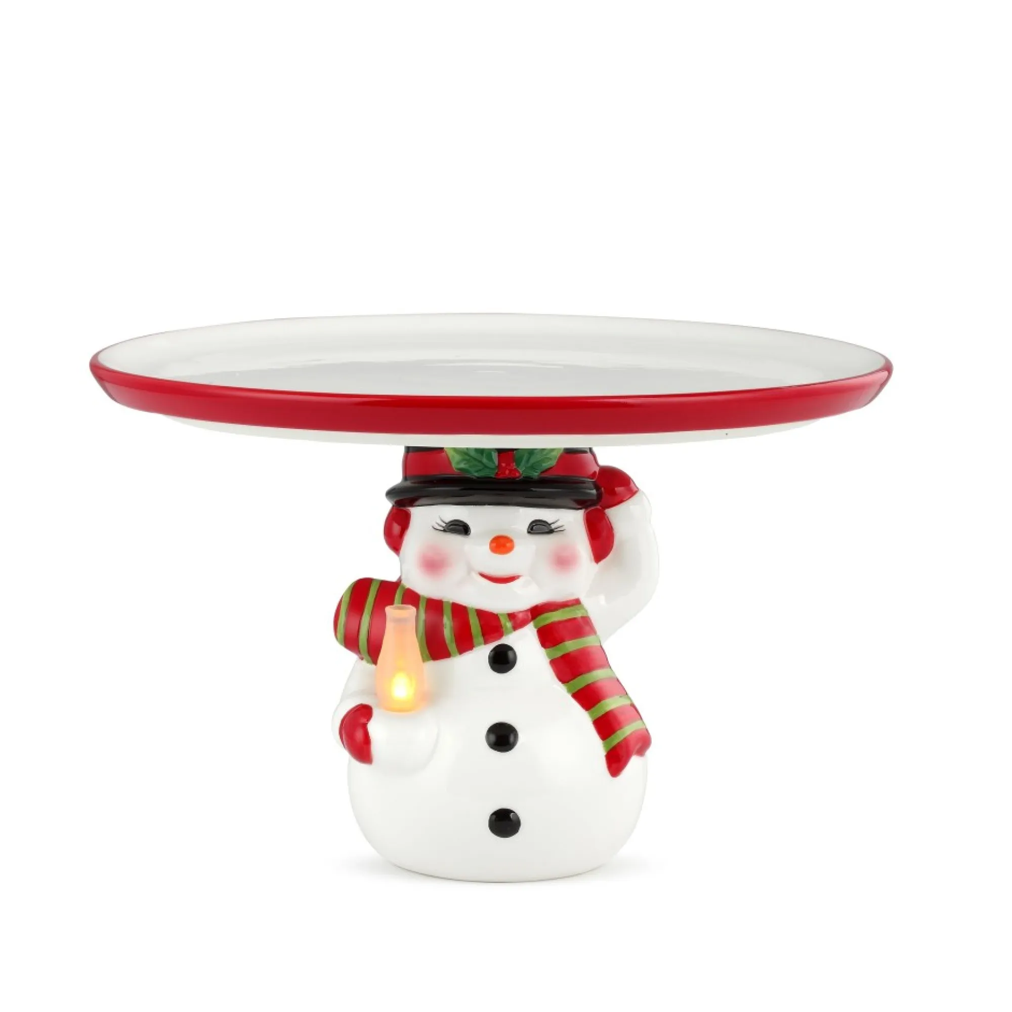 Mr. Christmas Plates & Platters>10" Nostalgic Ceramic Cake Plate - Snowman