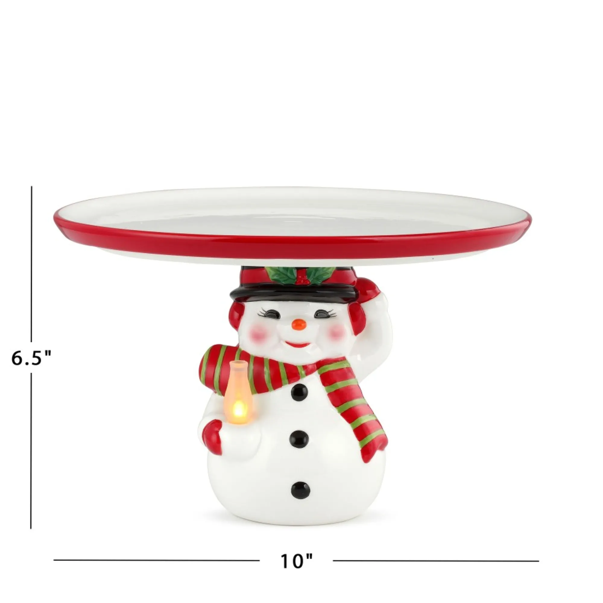 Mr. Christmas Plates & Platters>10" Nostalgic Ceramic Cake Plate - Snowman
