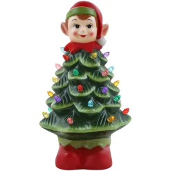Mr. Christmas Green Ceramic Trees>15" Nostalgic Ceramic Elf Tree