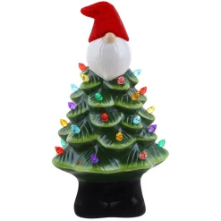 Mr. Christmas Green Ceramic Trees>8.5" Nostalgic Ceramic Gnome Tree