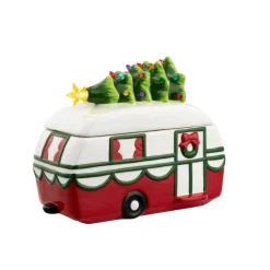 Mr. Christmas Cookie Jars>11" Nostalgic Ceramic Lit Camper Cookie Jar