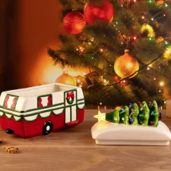 Mr. Christmas Cookie Jars>11" Nostalgic Ceramic Lit Camper Cookie Jar
