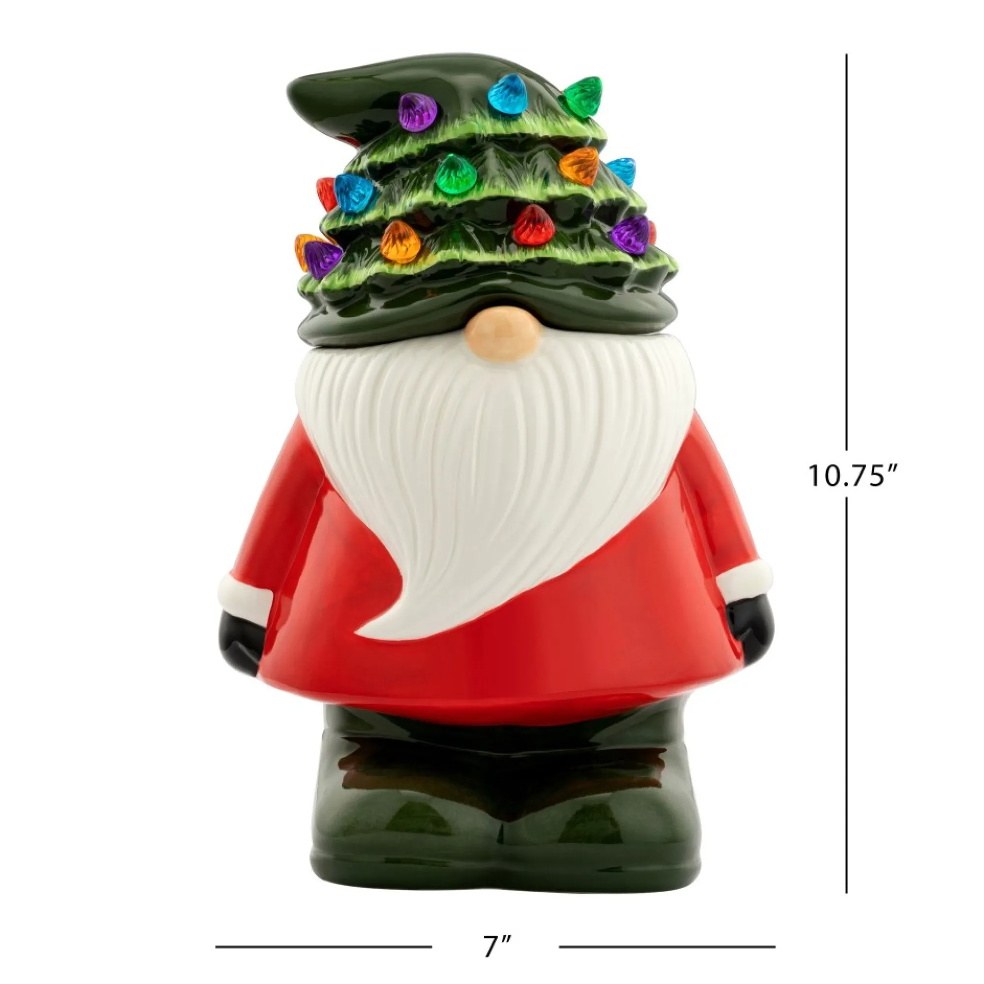Mr. Christmas Cookie Jars>10.75" Nostalgic Ceramic Lit Gnome Cookie Jar