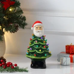 Mr. Christmas Green Ceramic Trees>8.5" Nostalgic Ceramic Santa Tree