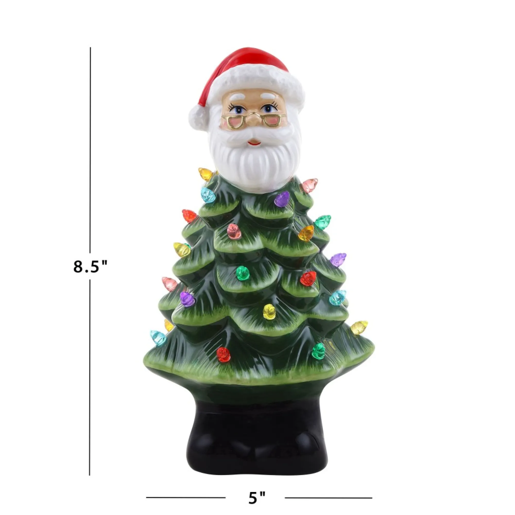 Mr. Christmas Green Ceramic Trees>8.5" Nostalgic Ceramic Santa Tree