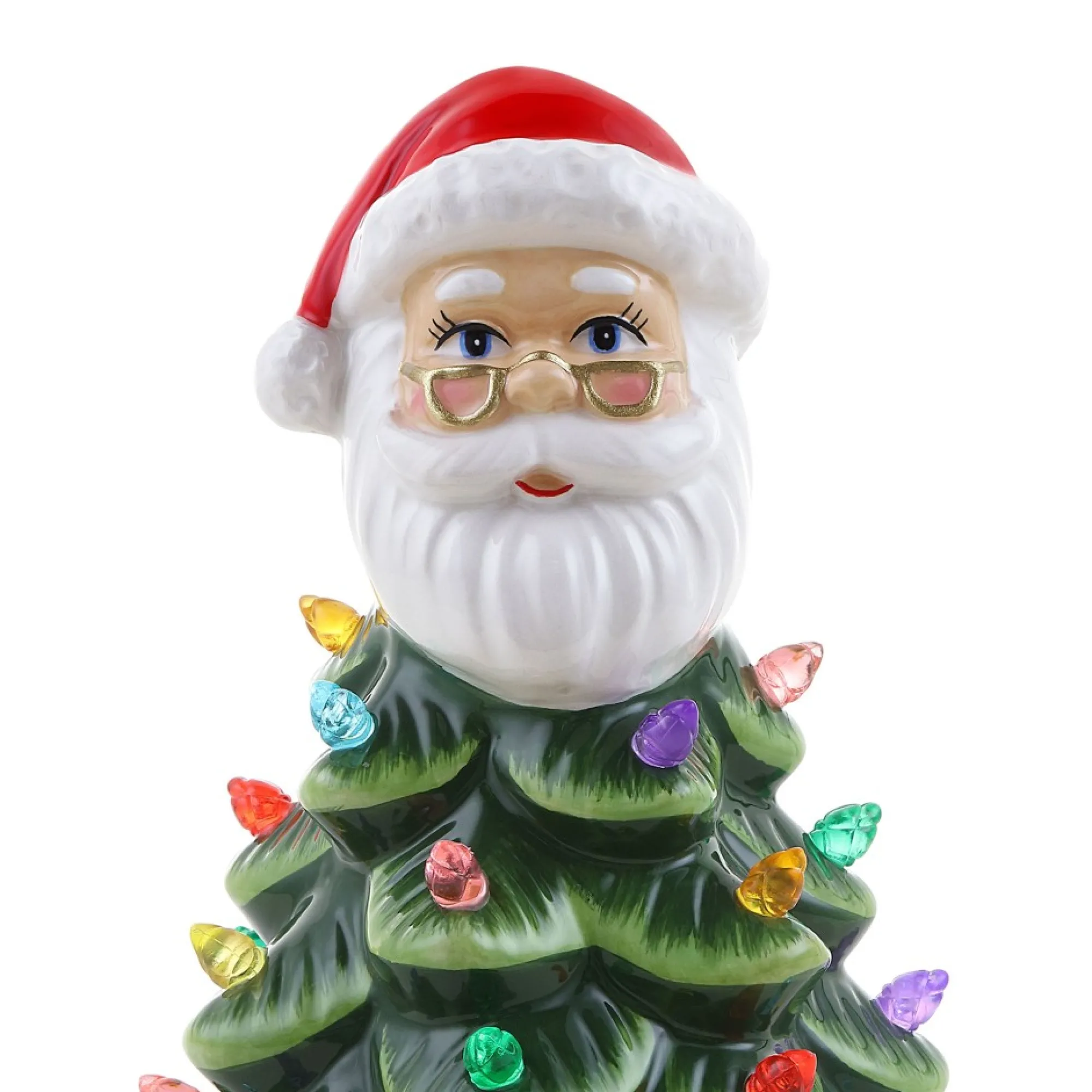 Mr. Christmas Green Ceramic Trees>8.5" Nostalgic Ceramic Santa Tree