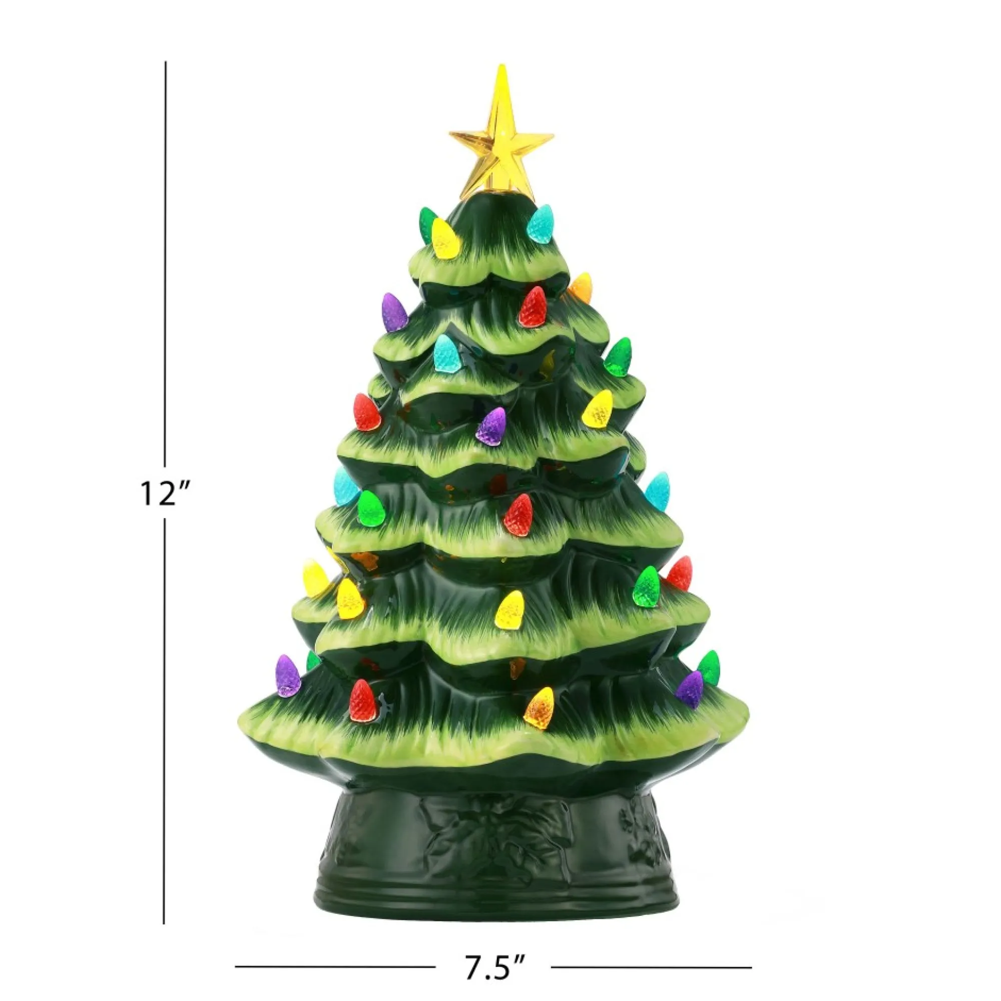 Mr. Christmas Green Ceramic Trees>12" Nostalgic Ceramic Tree - Green