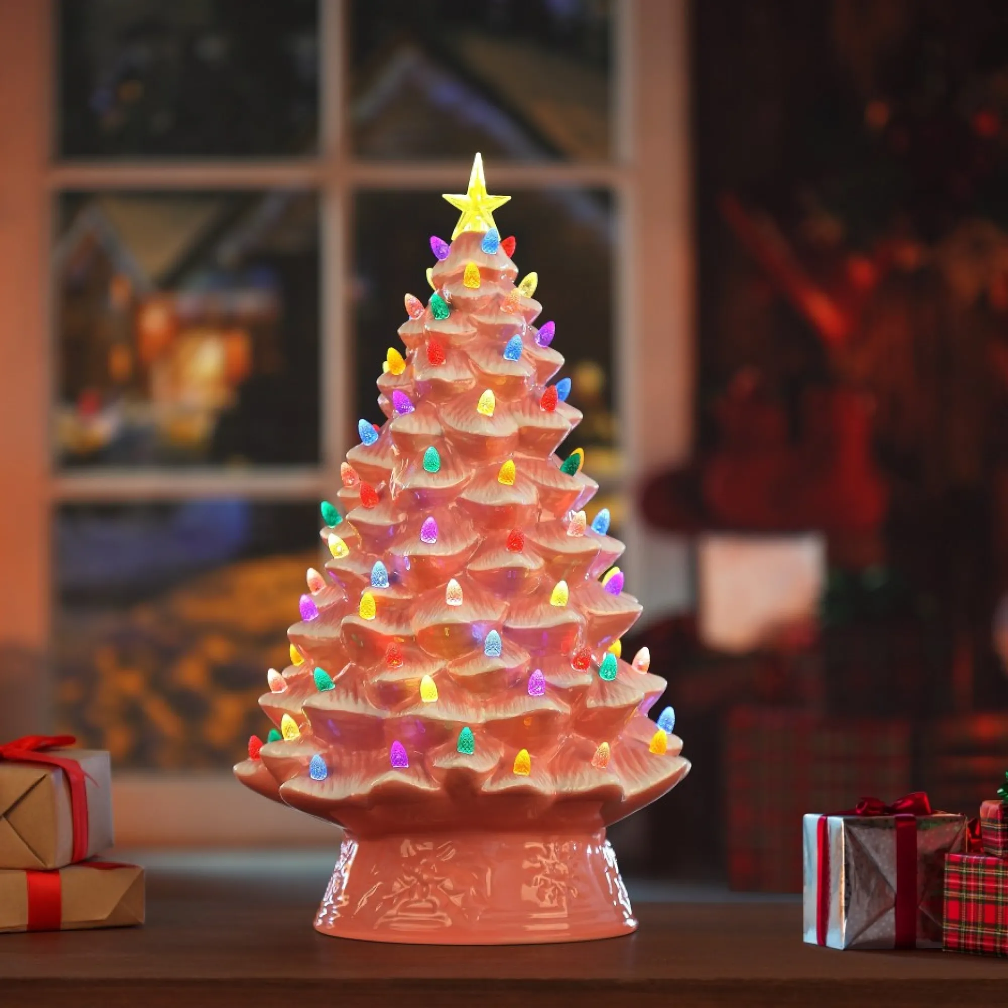 Mr. Christmas Pink Ceramic Trees>18" Nostalgic Ceramic Tree - Pink