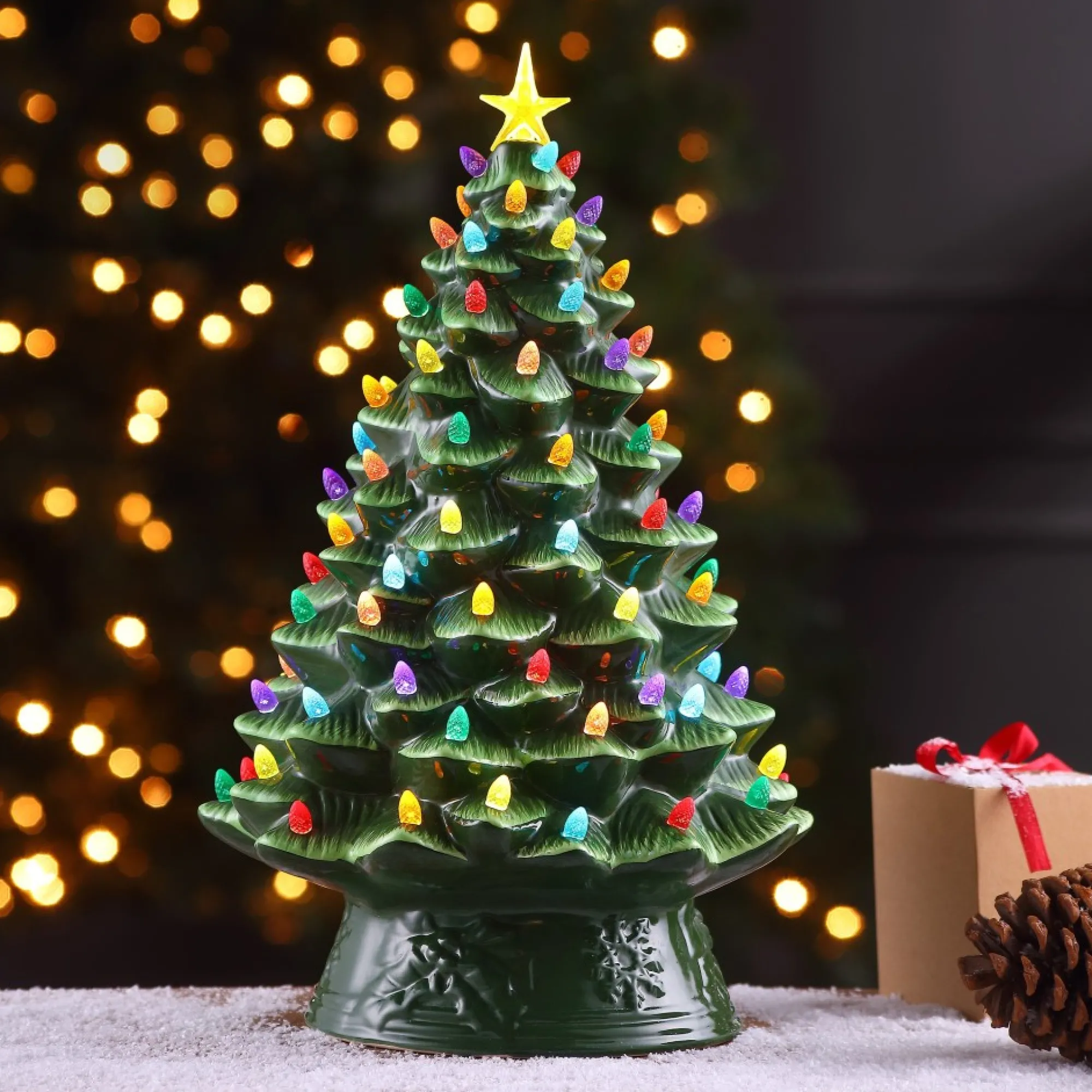 Mr. Christmas Green Ceramic Trees>18" Nostalgic Ceramic Tree - Green