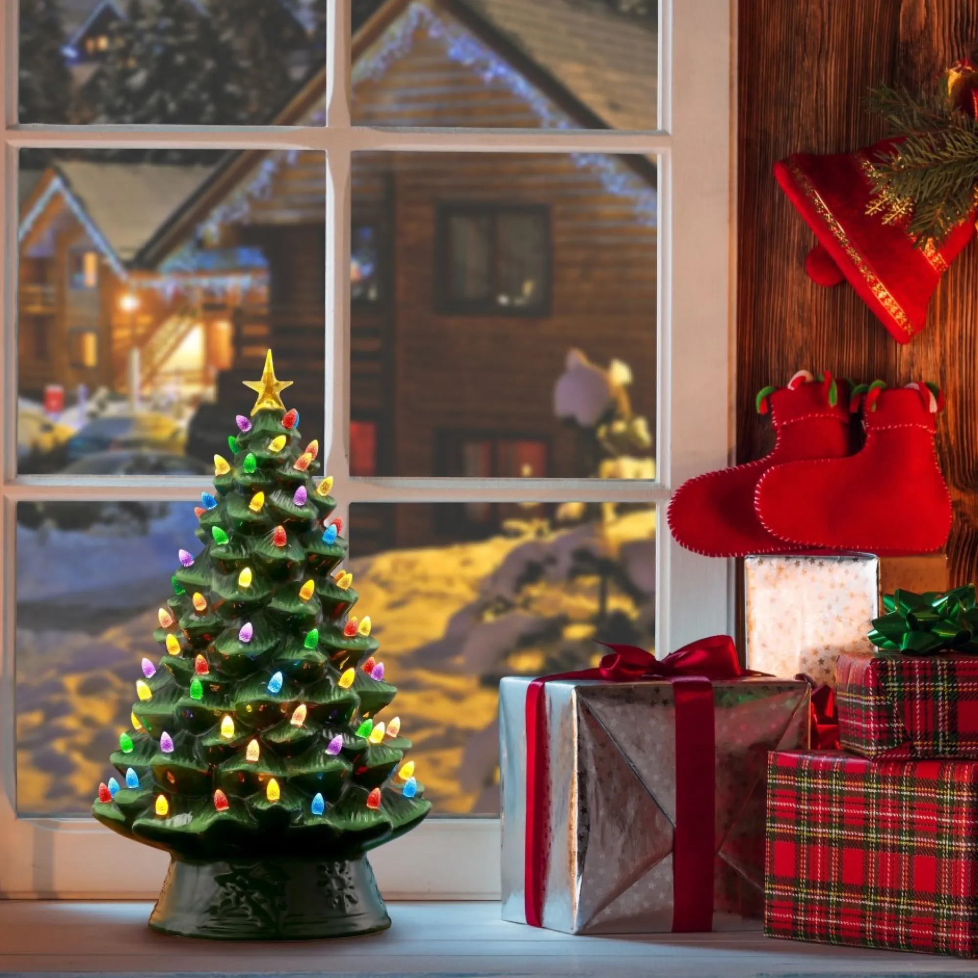 Mr. Christmas Green Ceramic Trees>18" Nostalgic Ceramic Tree - Green