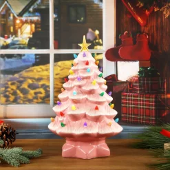 Mr. Christmas Pink Ceramic Trees>14" Nostalgic Ceramic Tree - Pink