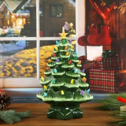 Mr. Christmas Green Ceramic Trees>14" Nostalgic Ceramic Tree - Green