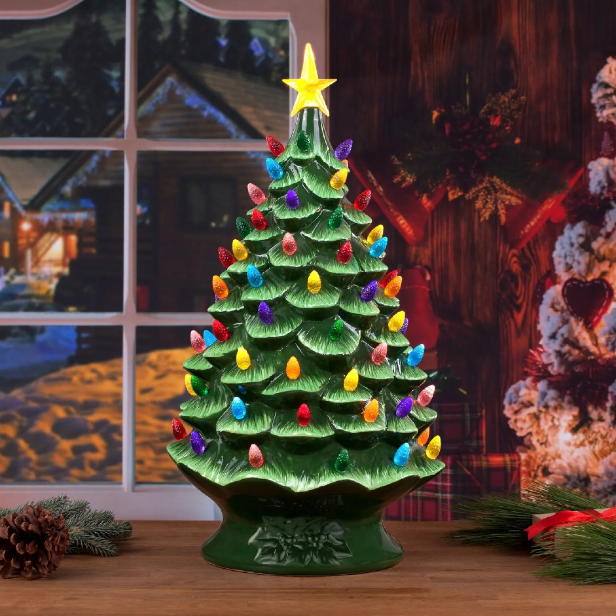 Mr. Christmas Green Ceramic Trees>24" Nostalgic Ceramic Tree - Green