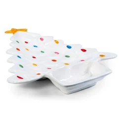 Mr. Christmas Plates & Platters></noscript>14.25'' Nostalgic Ceramic Tree Dip Platter - White