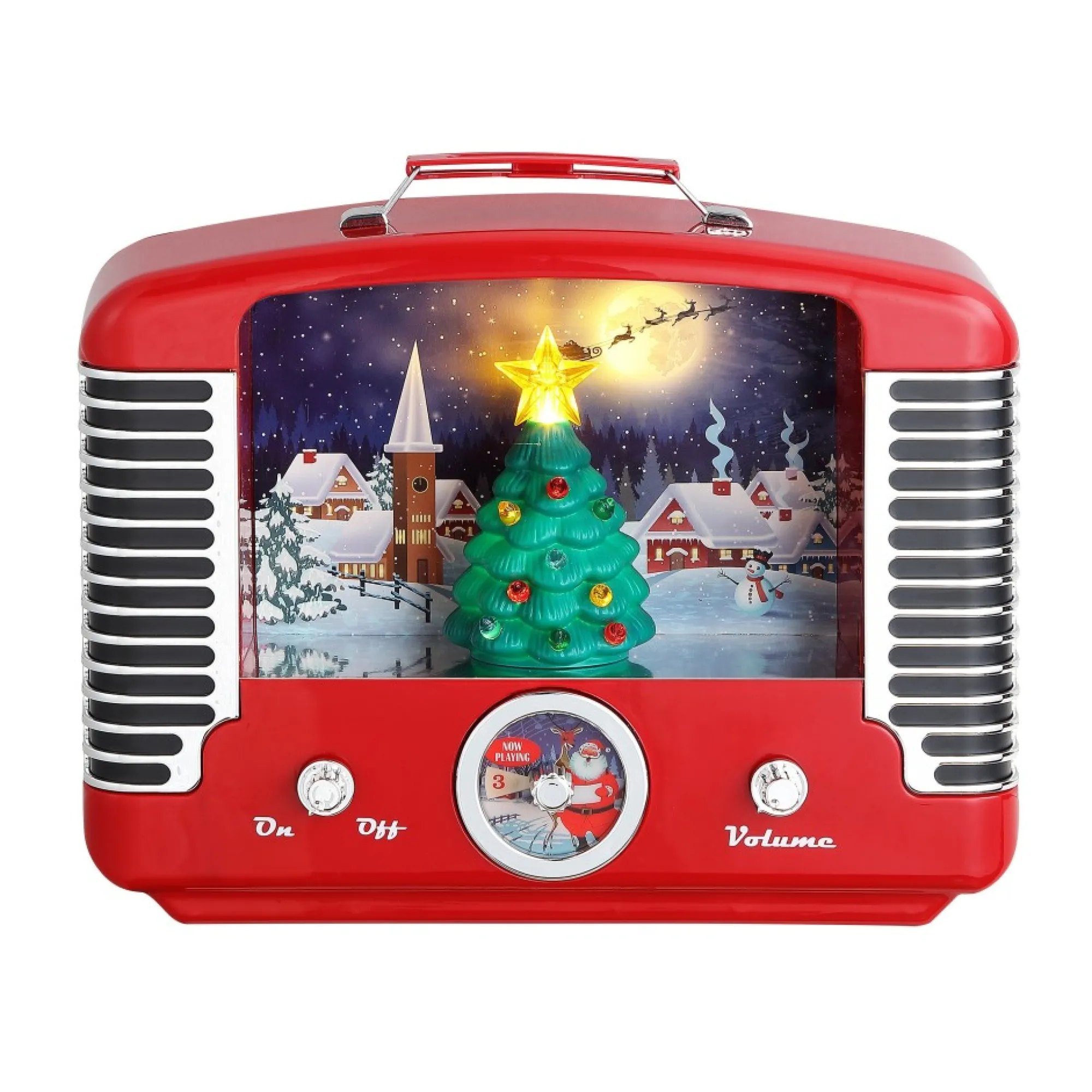 Mr. Christmas Musical Decor>12" Nostalgic Tree Radio - Red