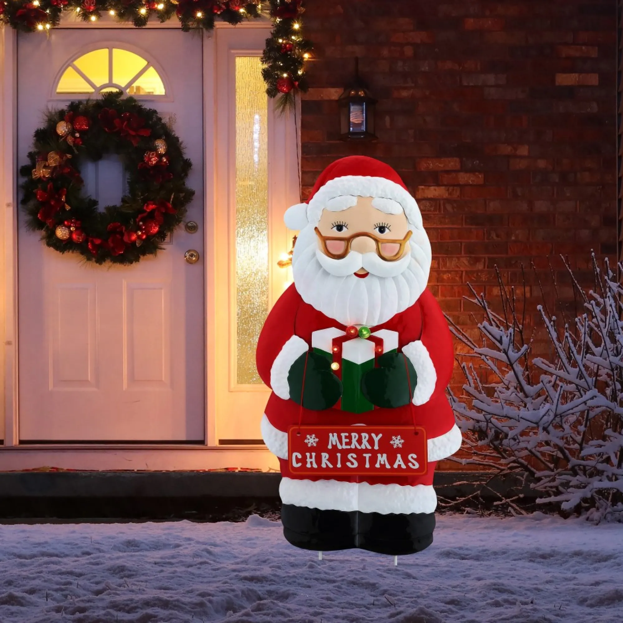 Mr. Christmas Signs>32.5" Outdoor Metal Santa Sign