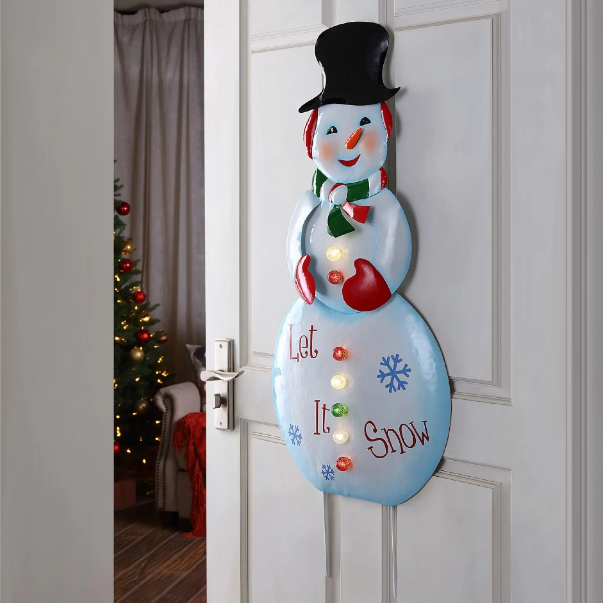 Mr. Christmas Signs>32" Outdoor Metal Snowman Sign