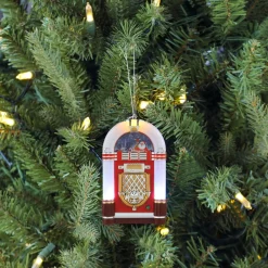 Mr. Christmas Ornaments>4.9" Retro Jukebox Ornament - White