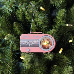 Mr. Christmas Musical Decor>4.75" Retro Radio Ornament - Pink