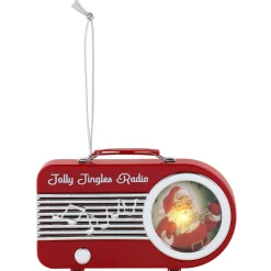 Mr. Christmas Ornaments>4.75" Retro Radio Ornament - Red